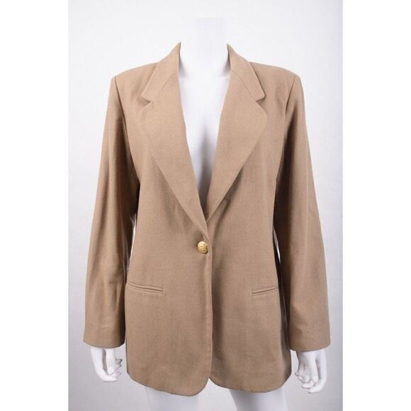 Vintage Johnathan Logan Womens Brown Long Sleeve Blazer Jacket Sz US 10 - Picture 1 of 6